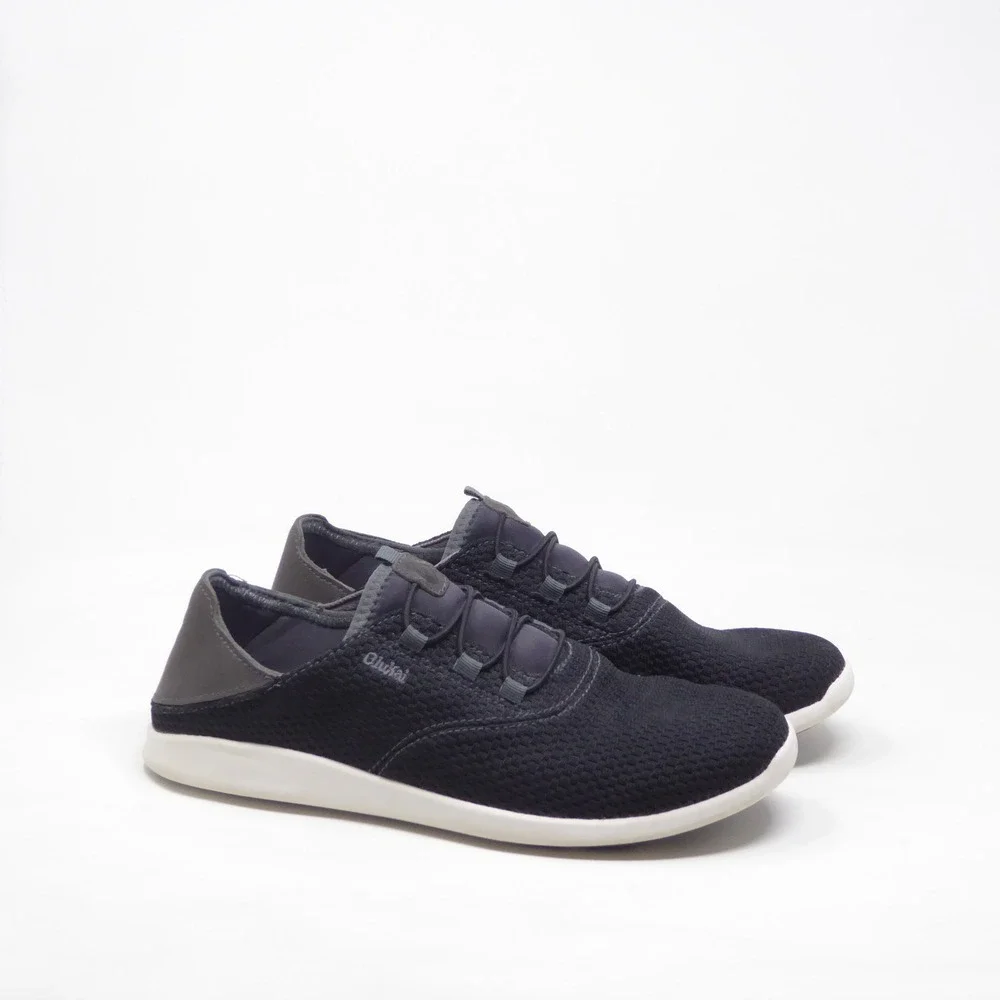 OluKai Mens Alapa Li Sneakers Black Mesh Leather Slip On Size 8.5